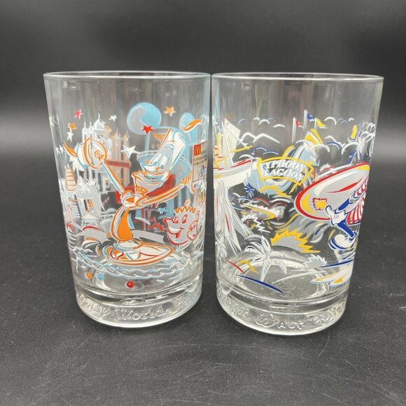 Vtg WALT DISNEY 25th Anniversary Glasses Set of 4 McDonald's Disneyana Tumblers - Picture 8 of 15